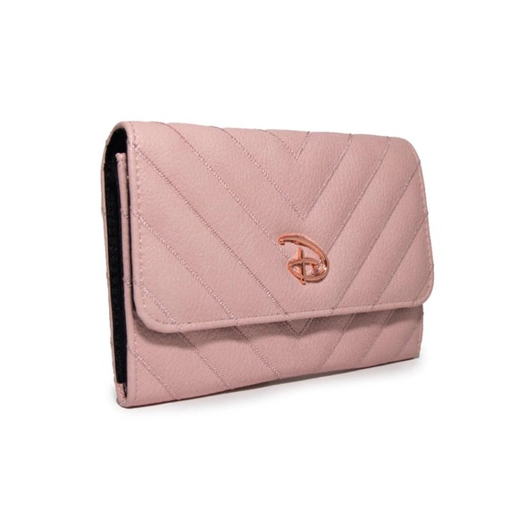 NEW Disney Wallet Rectangle - Chevron Stitch Pink with Rose Gold Pink Enamel - Picture 2 of 5